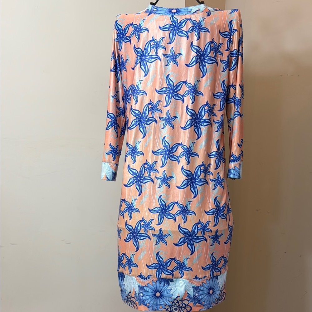 Ava Lynn Floral Dress in Blue and Peach - Picture 5 of 8